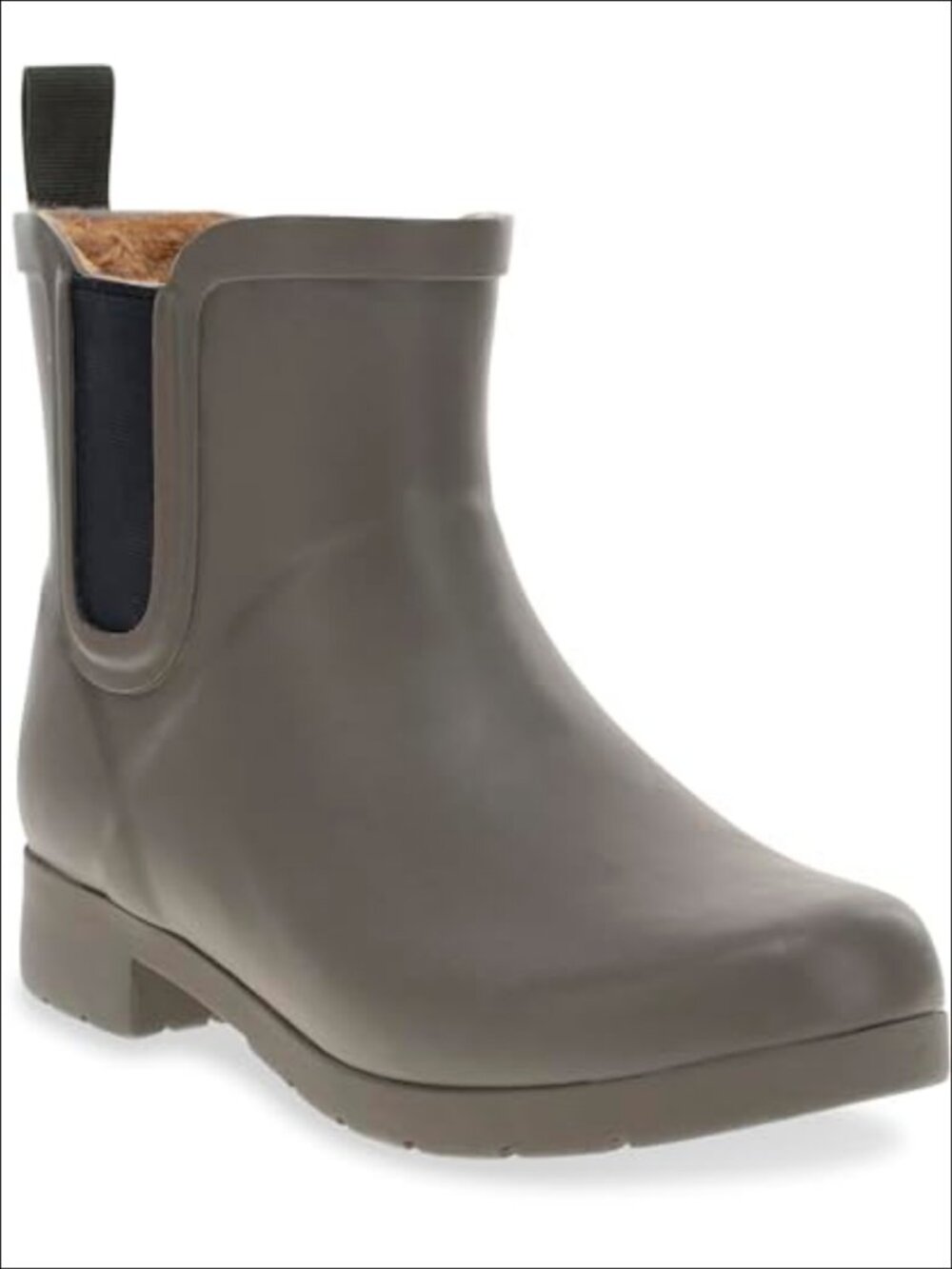 Waterproof Faux Fur Chelsea Rain Boot Slip On Ankle Bootie